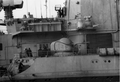 Вид на надстройку ПКР «Ленинград» с ходовой рубкой и 57-мм башней