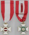 Знак рыцарского креста Военного ордена Марии Терезии на ленте, аверс и реверс.