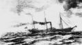 Гравюра Э. Даммюллера «Пароход «Великий князь Константин» и его минные катера в море».