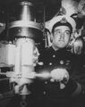 Командир «С-1» А. В. Трипольский у перископа.