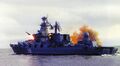 Пуск противокорабельной ракеты «Базальт» с крейсера «Маршал Устинов»