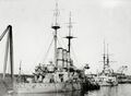 Линкоры «Евстафий» и «Пантелеймон» у стенки Севморзавода, 1915 год