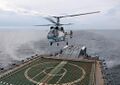 Ка-27ПС над вертолётной площадкой СКР «Неустрашимый» пр. 11540