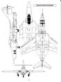 Схема Grumman F-9 Cougar в четырёх проекциях