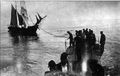 Подводная лодка «Тюлень» буксирует захваченный турецкий парусник