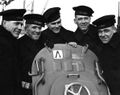 Братья Салливан на USS Juneau (Иосиф, Фрэнсис Альберт, Мэдисон и Джордж Салливан (слева направо)14 февраля 1942.