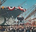 Церемония спуска на воду USS Forrestal