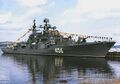 Эсминец «Безудержный» у причала в базе, фото не ранее 1994 года