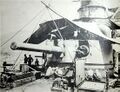 Повреждения полученные крейсером IJN Nisshin в ходе Цусимского сражения. Кормовая башня.