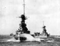 HMS Barham, HMS Malaya и HMS Argus во время учений в Средиземноморье, недалеко от Балеарских островов