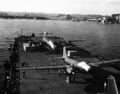 Японские экспериментальные самолеты A26 (Ki-77) на палубе USS Bogue (CVE-9). Йокосука декабрь 1945