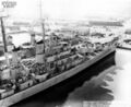 Крейсер USS Juneau во время стоянки на верфи о. Мэйр 26 января 1952 года.