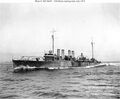 USS Burns при выполнении ходовых испытаний в канале Санта-Барбара, Калифорния, 25 июля 1919 года.