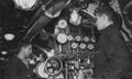 Мотористы советской подводной лодки К-22 у поста управления дизелями. 1942 год.