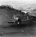 Взлет истребителя 1833-го эскадрона с палубы авианосца HMS Illustrious 25 июля 1945 года