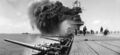 Снимок сделанный с палубы USS Yorktown. USS Astoria идёт на сближение, что бы помочь подбитому авианосцу