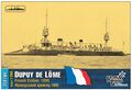 Изображение крейсера Dupuy de Lôme на коробке сборной модели корабля