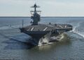 USS Gerald R. Ford на заводских испытаниях 9 апреля 2017 года