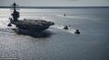 USS Gerald R. Ford на заводских испытаниях 9 апреля 2017 года