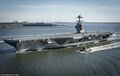 USS Gerald R. Ford на заводских испытаниях 9 апреля 2017 года