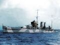Крейсер HMS York, колоризированное фото.