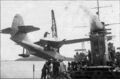 Испытательный запуск самолета КОР-2 с катапульты крейсера "Каганович", 1945 год