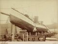 Turbinia на стапеле в Уолсенде после столкновения с пароходом Crosby в 1907 году