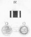 Военно-почетный знак 1-го класса; Рис. из списка орденов 1817 года. Маленькая золотая медаль, по словам Гессенталя и Шрайбера, имела диаметр 30 мм.