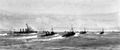 HMS Undaunted и четыре эсминца преследуют немецкие миноносцы, 17 октября 1914 г. Рисунок Лайонелла Уилли