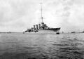 HMS Aurora на бочках в Гарвиче.