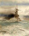 Линейный крейсер HMAS Australia на Тихом океане. Колоризированное фото