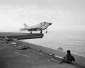 Взлёт с палубы USS Forrewstal