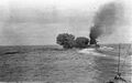 HMS Bellerophon ведёт огонь из орудий главного калибра
