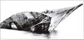 Носовая оконечность SMS Bremse, торчащая из воды у Той-Несса в Скапа-Флоу.