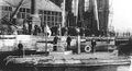 Подводная лодка "Дельфин" у причала Балтийского завода. 1900 год