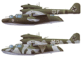 вверху:BV 138C-1 самолет из 1-й эскадрильи дальней разведки 131-й морской авиагруппы, базировавшейся в Варне; ниже:BV 138C-1 1-й эскадрильи дальней разведки 130-й морской авиагруппы, Тронхейм.