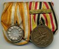 Медаль за Китайскую кампанию 1900-1901, на колодке в месте с медалью За спасение на ленте 1833 года.