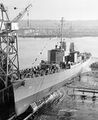 Спуск на воду USS DD-861 Harwood (1945)
