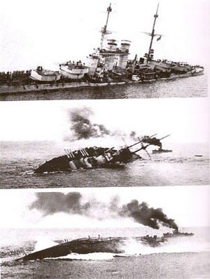 Кадры видео хроники потопления корабля SMS Szent Istvan