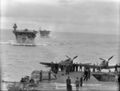 HMS Avenger, HMS Biter видны с корабля HMS Victorious