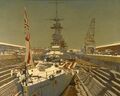 Легкий линейный крейсер HMS Courageous в доке. Рисунок
