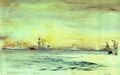 Гранд-Флит и легкий линейный крейсер HMS Courageous в Скапа-Флоу. Рисунок современника
