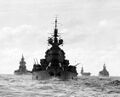 Линкоры HMS Duke of York, HMS Nelson (слева), HMS Renown (справа) и авианосец HMS Formidable, ноябрь 1942 г.