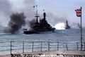 Учебные стрельбы главным калибром HMS Renown, 1920-30 гг. Колоризированное фото