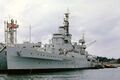 HMS Sheffield на якорной стоянке в Портсмуте, Англия. 1961 год