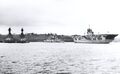Авианосец HMS Unicorn, линейный крейсер HMS Renown и учебно-тренировочный HMS Imperieuse,(февраль 1946 года.)