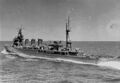 Лёгкий крейсер IJN Abukuma с готовящимся к запуску ГСМ Kawanishi E7K1 «Alf», 1941 год