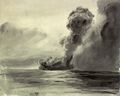 Взрыв погребов линейного крейсера HMS Indefatigable, 31 мая 1916 г. Рисунок современника