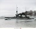 Линейный крейсер HMS Invincible на испытаниях, 1908 г.