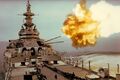 Стрельба из 406-мм орудий возвышенной башни USS Iowa. Корея, середина 1952 г.